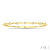 1/6 Ctw Round Cut Diamond Clover Bead Fashion Bangle in 10K Yellow Gold